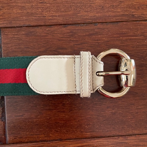Authentic Gucci belt Belt Green Red Gold Leather